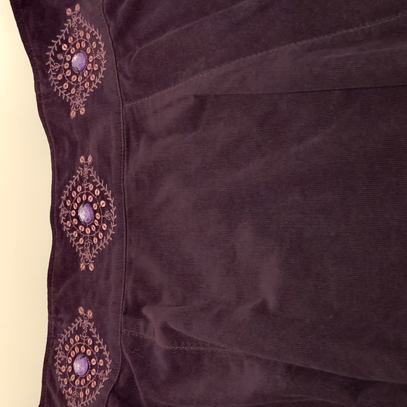 Relativity Deep Purple Embroidered Midi Skirt Vintage Full Corduroy 12 - Picture 4 of 12